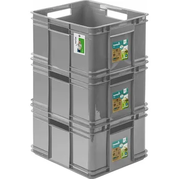 Úložný box 3x šedý kontejner/box Keeeper Bruno 28 l, z plast, bez víka