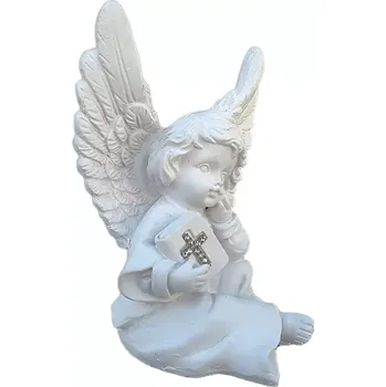 Smuteční dekorace Anděl s křížkem 14 x 10 smuteční dekorace figurka polystone