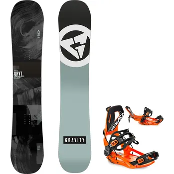 Snowboard Gravity snowboards Snowboard komplet Gravity Contra 24/25 + vázání Fastec FT360 orange Velikost: 157W cm, Velikost vázání: XL