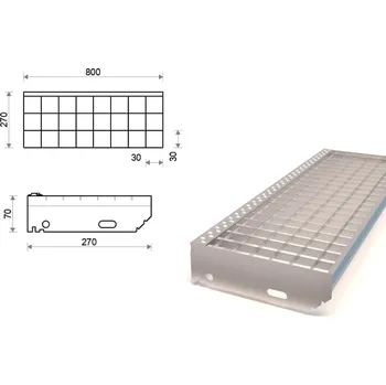 Schodiště Pozinkovaný schodišťový stupeň protiskluzový 800x270 mm, oko 30x30 mm