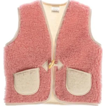 Kojenecká bunda Dětská vesta 100% ovčí merino, růžová Velikost: 5-7 let