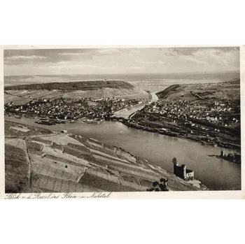 Stará Pohlednice - Blick v.d.Rossel ins Rhein u.Nahetal 1942 (Černobílá fotopohlednice)