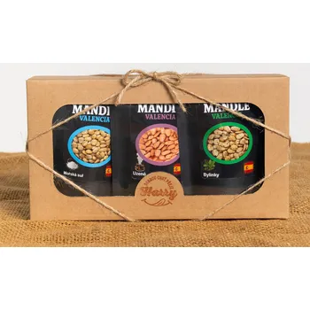Dárková krabička Dárková sada Španělských mandlí bylinky+uzené+mořská sůl (Dárková sada Španělských mandlí bylinky+uzené+mořská sůl)