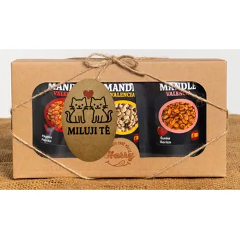 Dárková krabička Dárková sada Španělských mandlí mix citron+šunka Iberico+paprika miluji Tě (Dárková sada Španělských mandlí mix citron+šunka Iberico+paprika miluji Tě)