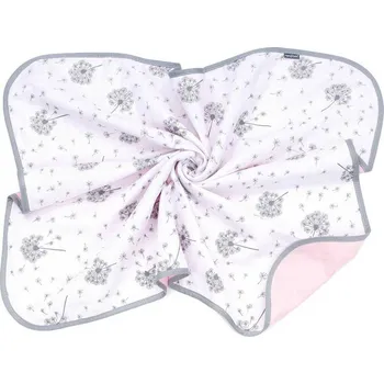 Dětská deka Dvouvrstvá mušelínová deka pro miminko, světle růžová a pampelišky 80x100 cm