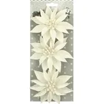 Vánoční glitrové růže bílé, sada 3 ks