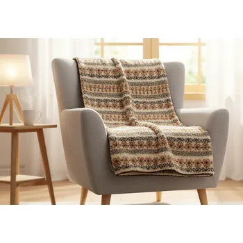 přikrývka Hřejivá vlněná přikrývka 135x200cm vzor: Ecru/Ecru