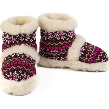 Dámské pantofle Bačkory z ovčí vlny hnědá/růžová Velikost: 40/41