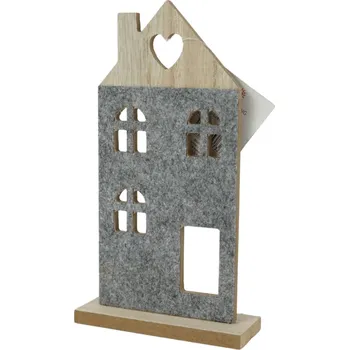 Bytová dekorace Textilomanie Dřevěný dekorativní domeček HEARTLY 21 cm