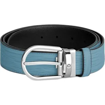 Opasek MONTBLANC - Waves light blue 35 mm - Pánský opasek