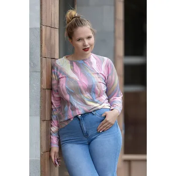 Dámský svetr F.J.J. Dámský svetr PAINT [24588] Barva: Růžová, Velikost: L/XL