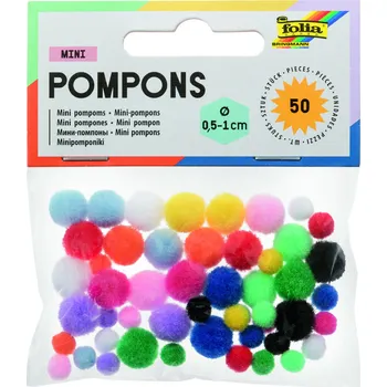 Folia Bringmann Mini pompons - 0,5-1 cm - 50 ks, mix barev