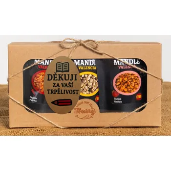 Dárková krabička Dárková sada Španělských mandlí mix citron+šunka Iberico+paprika děkuji za Vaši trpělivost (Dárková sada Španělských mandlí mix citron+šunka Iberico+paprika děkuji za Vaši trpělivost)