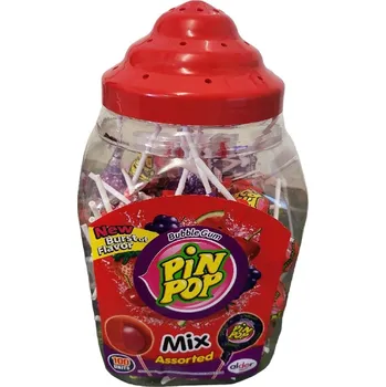 Žvýkačka Aldor Pin Pop Mix lízátka se žvýkačkou 100 ks