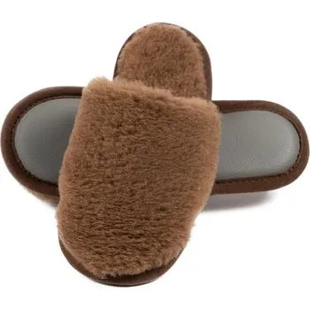 Dámská obuv Pantofle z velbloudí a ovčí vlny, podrážka ekokůže, hnědé Velikost: 41/42