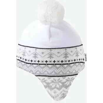 Čepice Kama Dětská čepice na zavazování merino a fleece Barva: Bílá, Obvod hlavy: 50-56 cm