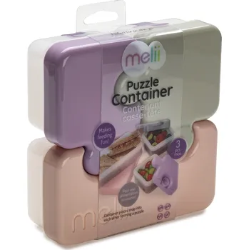 Svačinový box Melii Svačinový box Puzzle 850 ml - růžový, fialový, šedý