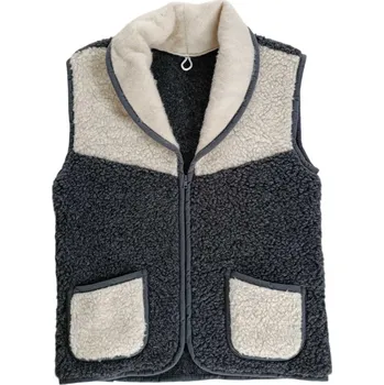 Dámská vesta Vlněná vesta s límcem 100% merino unisex grafit/bílá Velikost: M