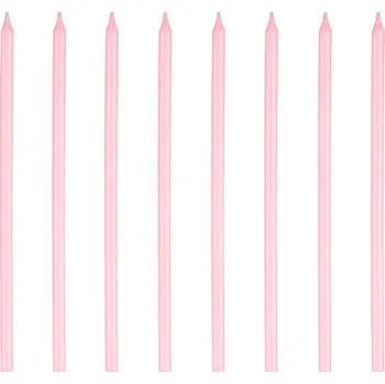 Dortová svíčka Svíčky dortové růžové dlouhé 15 cm 8 ks