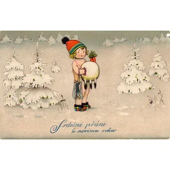 Stará Pohlednice Srdečné přání k novému roku, RARITA !