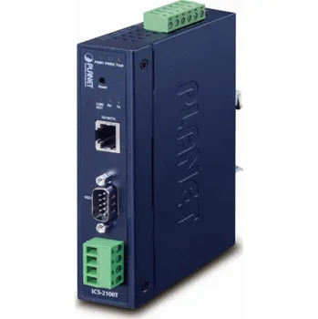 Switch Planet průmyslový konvertor RS-232/422/485 na IP, 1x COM, 1x 100Base-TX, 9-48VDC, -40~+75°C, IP30, SNMP+Telnet