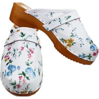 Dámská zdravotní obuv Dámské zdravotní dřeváky, bílé s květy Velikost: 40