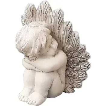 Smuteční dekorace Prodex 166870 Anděl sedící béžový 5 x 7 cm figurka polystone