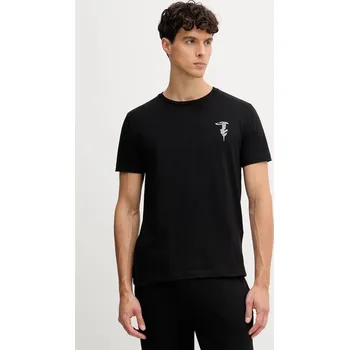 Bavlněné tričko Trussardi pánské, černá barva, s aplikací, G0278200050N 99X, vel. M