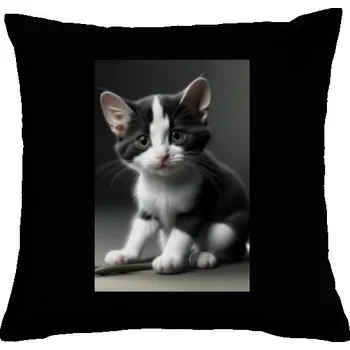 Dekorativní polštářek Polštář bavlněný s potiskem Černobílé kotě