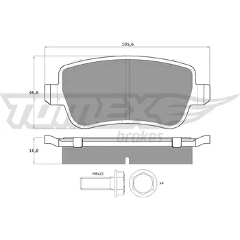 Brzdová destička Sada brzdových destiček, kotoučová brzda TOMEX Brakes TX 16-74