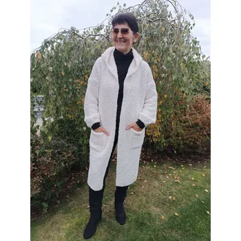 Dámský svetr Dámský dlouhý svetr s vlnou ANELA smetanový