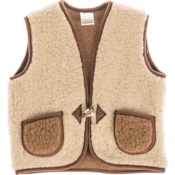 Kojenecká bunda Dětská vesta 100% ovčí merino, béžovohnědá Velikost: 6-24 měsíců