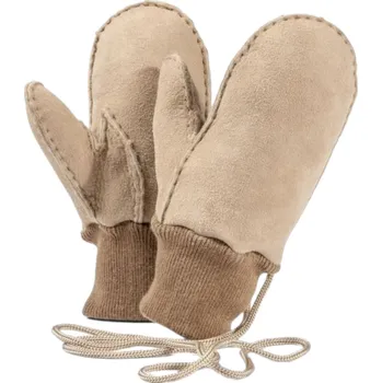 Kojenecká souprava Fellhof Dětské kožené palčáky s pletenou manžetou Barva: světle hnědá, Velikost: 2