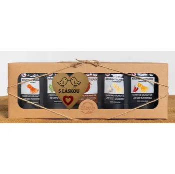Dárková krabička Křupavý sýr Dárková sada 5 druhů lyo korbáčiků od Bači s láskou (Křupavý sýr Dárková sada 5 druhů lyo korbáčiků od Bači s láskou)