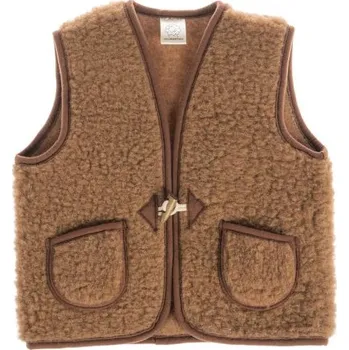 Kojenecká bunda Dětská vesta 100% ovčí merino, hnědá Velikost: 5-7 let
