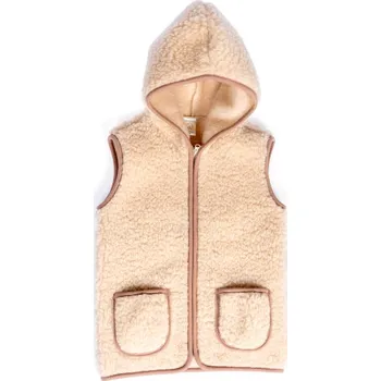 Kojenecká bunda Dětská vesta s kapucí 100% ovčí merino, béžová Velikost: 122