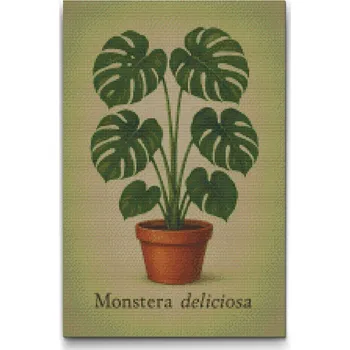 Diamantové malování Diamantové malování - Monstera deliciosa Velikost: 40x60cm, Rámování: Pouze srolované plátno, Diamanty: Čtvercové