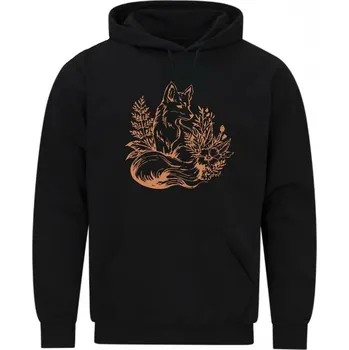 Pánská mikina Pánská mikina Divoká Liška v květinách (Velikost: 5XL, Barva: Černá)