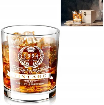 Sklenice Sklenice na whisky v dřevěné krabičce 350ml, Dárek k narozeninám 1994