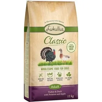 Krmivo pro psa Lukullus Classic 12 kg. Krůta a kachna (20 %). Bez KRMIVO . Prémiové krmivo pro psy.