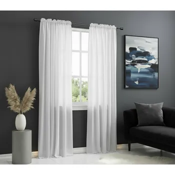 Záclona Dekorační voálová záclona s řasící páskou JULIA bílá SET 2 kusy 145x270 cm MyBestHome, cena za 2 ks Cena za 2 kusy v balení