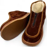 Semišové barefoot důchodky s ovčí vlnou hnědé Velikost: 44