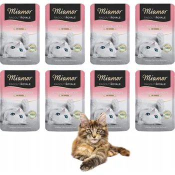 Krmivo pro kočku Miamor RagoutRoya mokré krmivo pro kočky kuře a losos v omáčce, Sada 8x100g