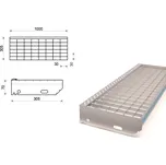 Pozinkovaný schodišťový stupeň lisovaný 1000x305 mm, oko 30x30 mm