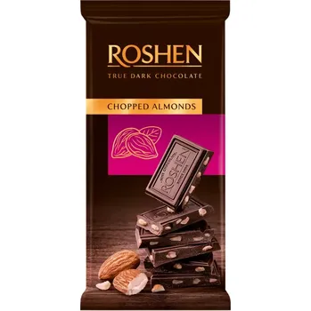 Cukrovinka Čokoláda ROSHEN 85 g - hořká mandlová (hořká čokoláda / s kousky mandlí)