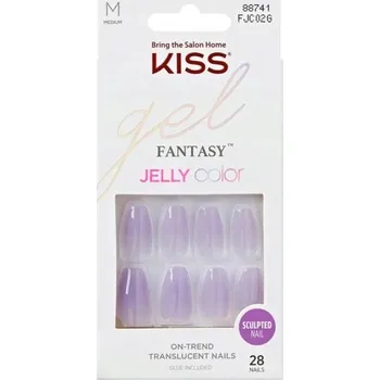 Umělé nehty Umělé nehty Kiss Gel Fantasy Jelly Color Fialové + Lepidlo