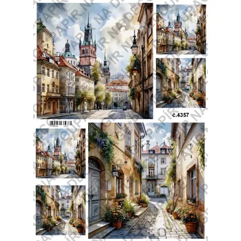 Umělecký papír Rýžový a soft papír na decoupage - Praha - KB4357 Materiál: Soft, Rozměr: A4