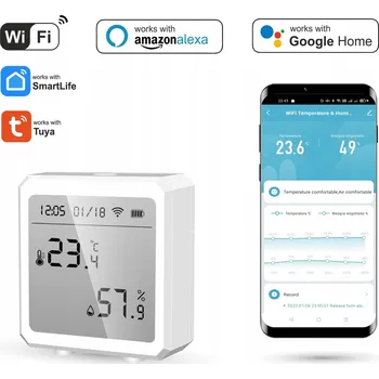 WiFi senzor teploty a vlhkosti TUYA, bílý