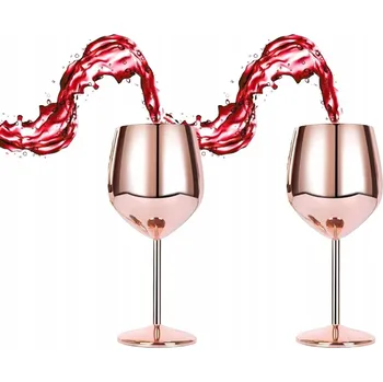 Sklenice SADA SKLENIC NA VÍNO GIN RŮŽOVÉ ZLATO 500ML OCELOVÉ 2KS DÁREK