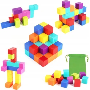 ostatní stavebnice 32X MAGNETICKÉ STAVEBNÍ STAVEBNICE BAREVNÉ VZDĚLÁVÁNÍ STEM ZÁBAVA DĚTI DÁREK